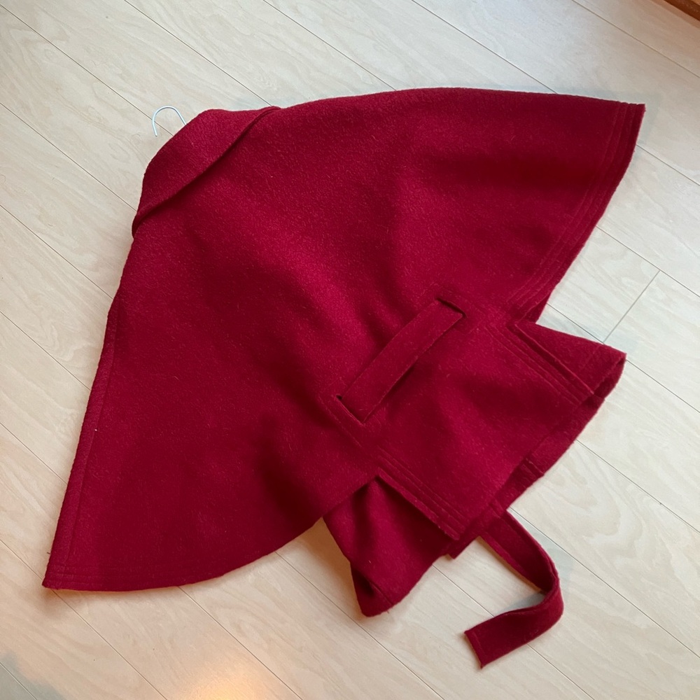 Ruby Red Women's Wool Blend Cape Coat - Picture 2 of 4